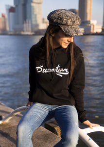 Zwarte Dreamteam hoodie van biologisch katoen met printed artwork freeshipping - Lilypilly