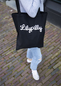 Katoenen zwarte shopper met geprint Lilypilly artwork