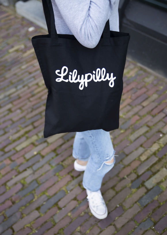 Cotton black shopper with printed Lilypilly artwork