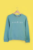 Pastelgroene Creator sweater van biologisch katoen met printed artwork freeshipping - Lilypilly