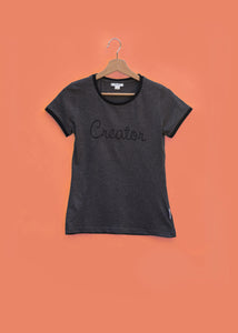 Zwart Creator ringer t-shirt van gekamd katoen met printed artwork freeshipping - Lilypilly