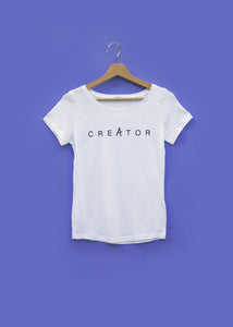 White Creator t-shirt of organic combed cotton with black artwork - CHIC -